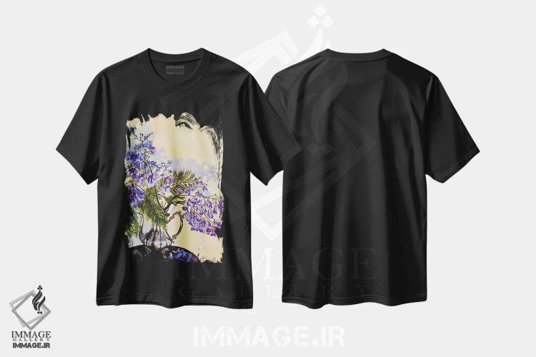 تیشرت مشکی طرح دار – تیشرت گیاه نگار ,ژاکاراندا اثر مارینا استریاکووا immage.ir