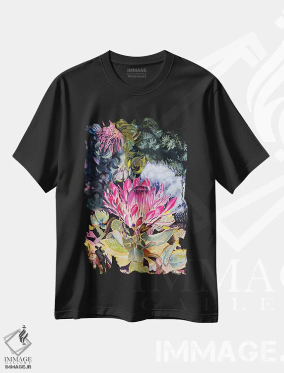 تیشرت مشکی طرح دار – تیشرت گلدار ,ملکهٔ باغ اثر مارینا استریاکووا فروشگاه ایماژ