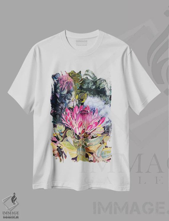 تیشرت سفید طرح دار – تیشرت گلدار ,ملکهٔ باغ اثر مارینا استریاکووا immage.ir