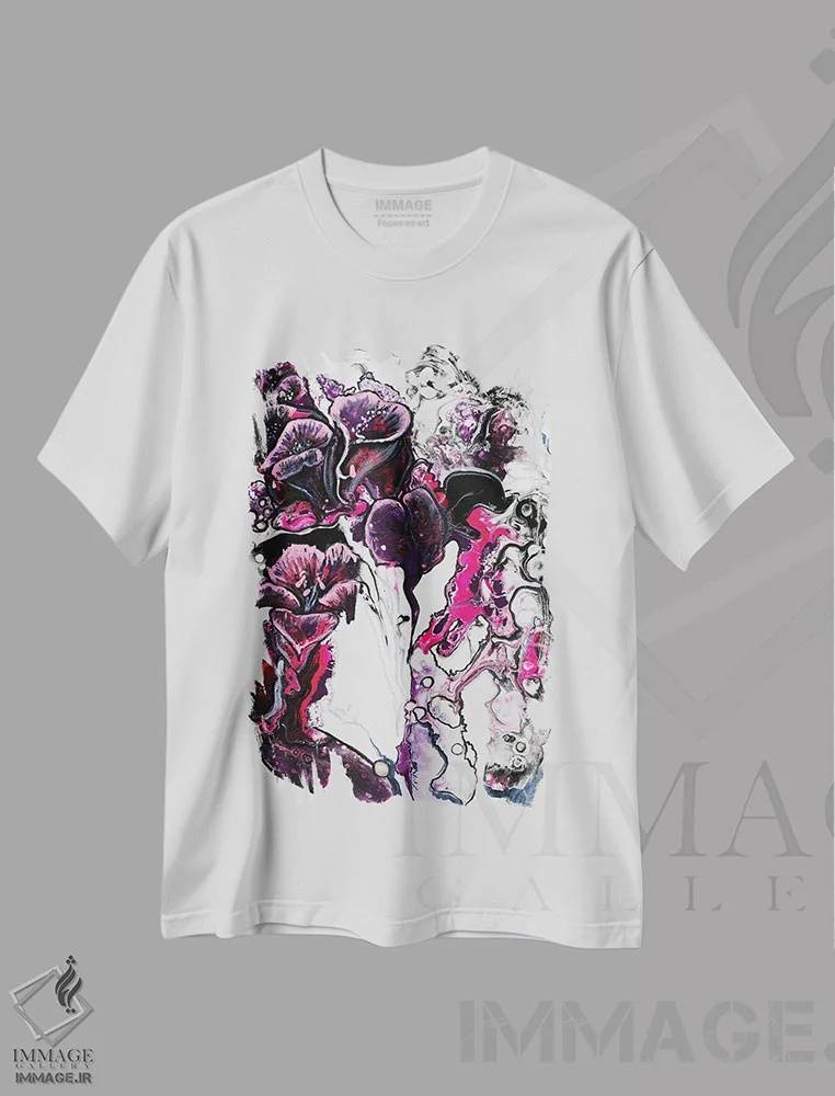تیشرت سفید طرح دار – تیشرت هنری آبستره ,کالاس اثر مارینا استریاکووا فروشگاه ایماژ