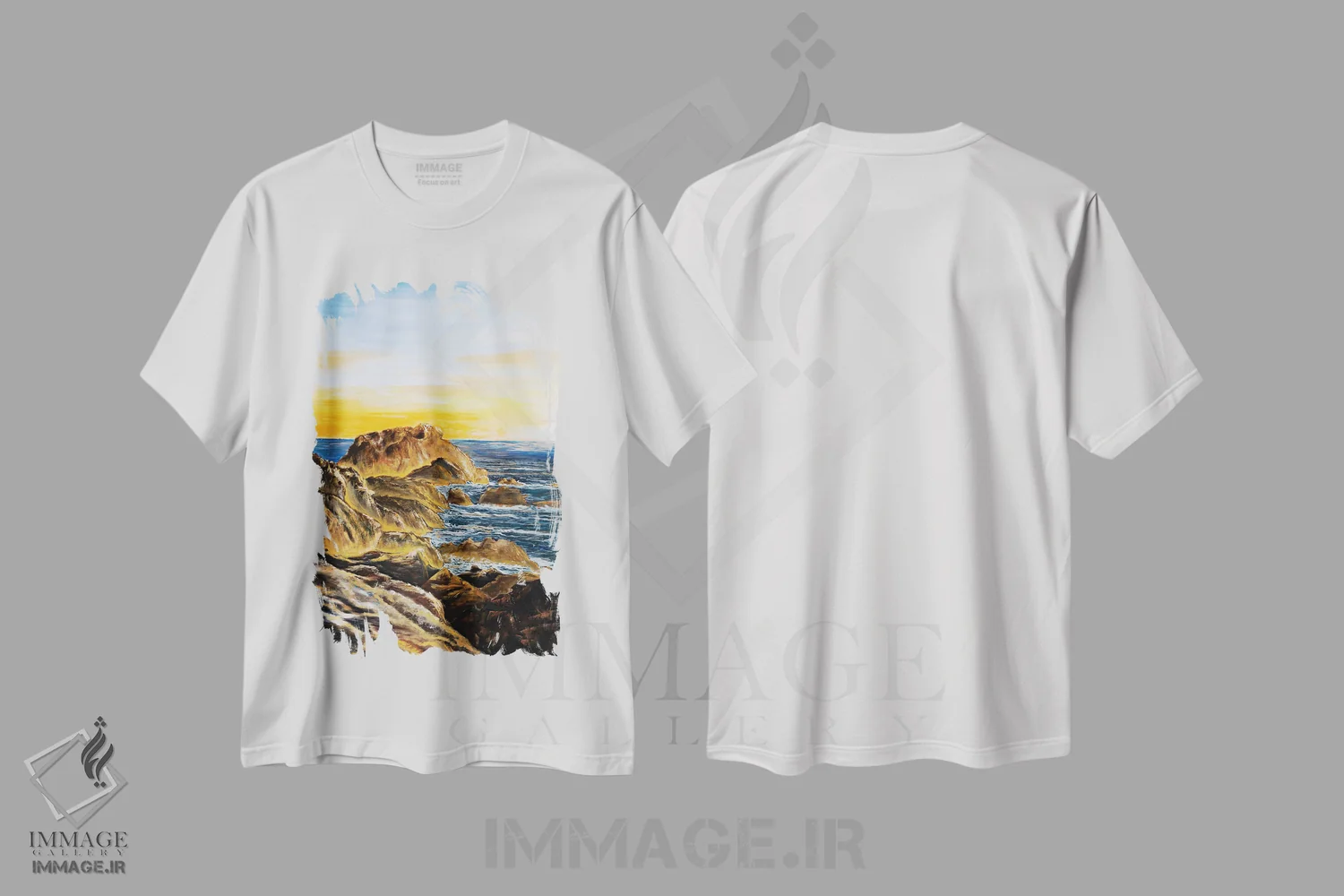 تیشرت سفید طرح دار – تیشرت ساحلی ,کافس هاربور اثر مارینا استریاکووا immage.ir