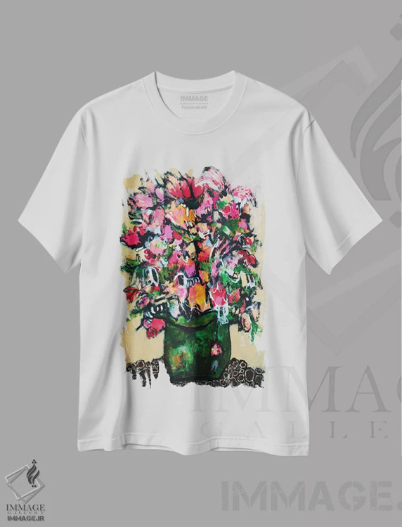 تیشرت سفید طرح دار – تیشرت هنری ,واقع گرا اثر میساکو چیدا immage.ir