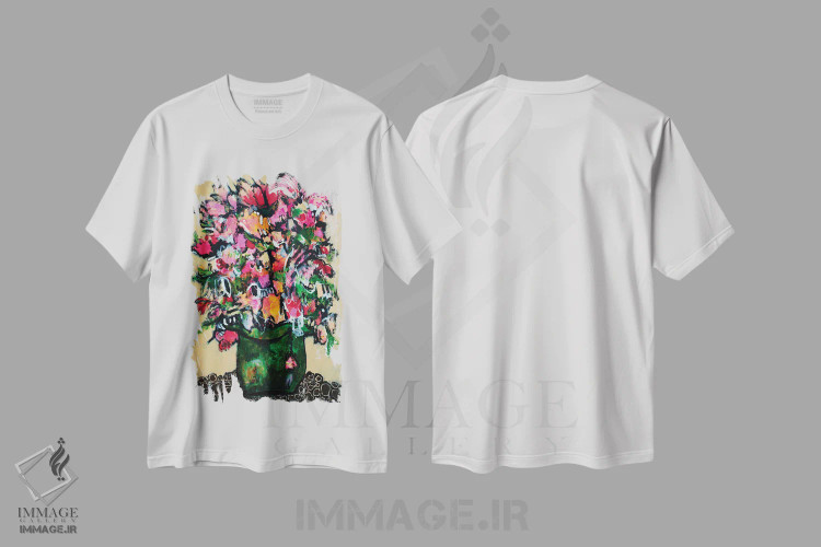 تیشرت سفید طرح دار – تیشرت هنری ,واقع گرا اثر میساکو چیدا immage.ir