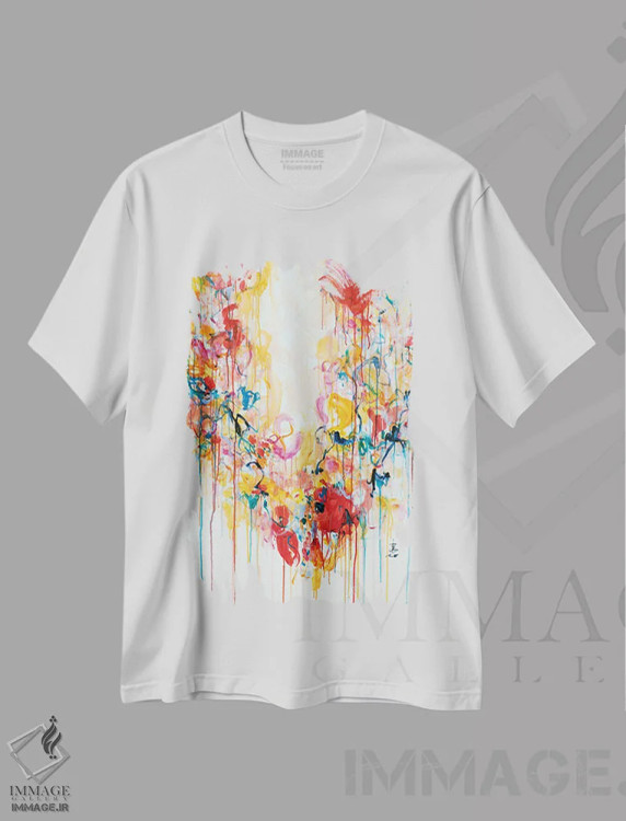 تیشرت سفید طرح دار – تیشرت هنری ,تو را احاطه می کنم اثر میساکو چیدا فروشگاه ایماژ