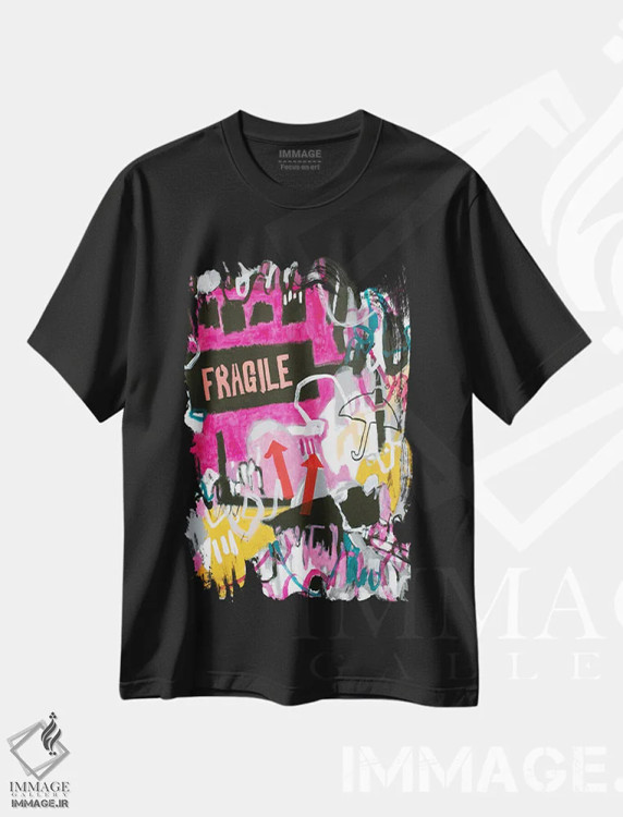 تیشرت مشکی طرح دار – تیشرت هنری ,شکننده اثر میساکو چیدا immage.ir
