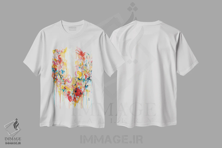 تیشرت سفید طرح دار – تیشرت هنری ,تو را احاطه می کنم اثر میساکو چیدا فروشگاه ایماژ