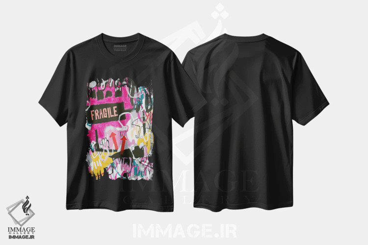 تیشرت مشکی طرح دار – تیشرت هنری ,شکننده اثر میساکو چیدا immage.ir