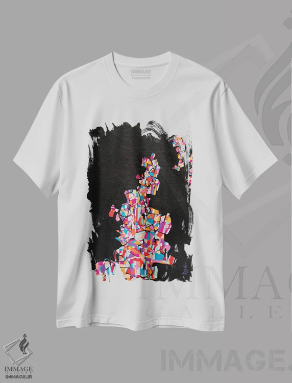 تیشرت سفید طرح دار – تیشرت انتزاعی ,بی نهایت اثر میساکو چیدا immage.ir