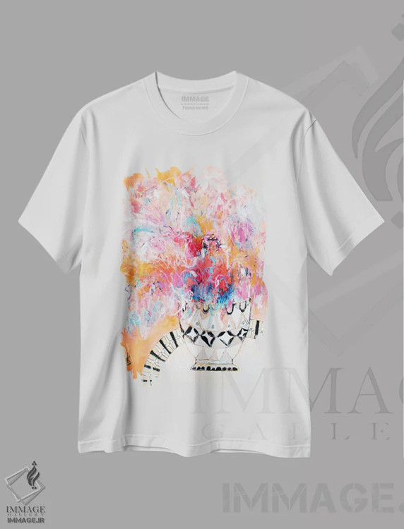 تیشرت سفید طرح دار – تیشرت هنری ,عشق آرام اثر میساکو چیدا فروشگاه ایماژ