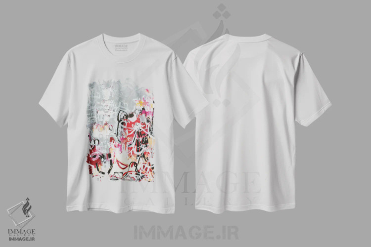 تیشرت سفید طرح دار – تیشرت هنری ,مهمانی دونفره اثر میساکو چیدا immage.ir