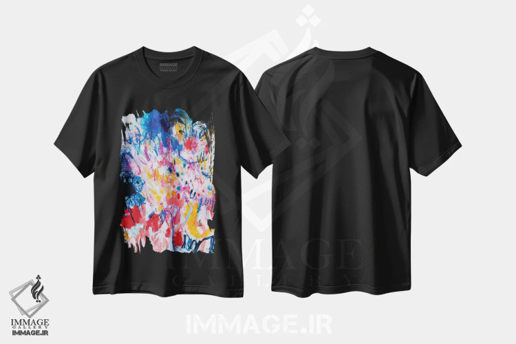 تیشرت مشکی طرح دار – تیشرت آبستره ,پا گذاشتن بیرون اثر میساکو چیدا فروشگاه ایماژ