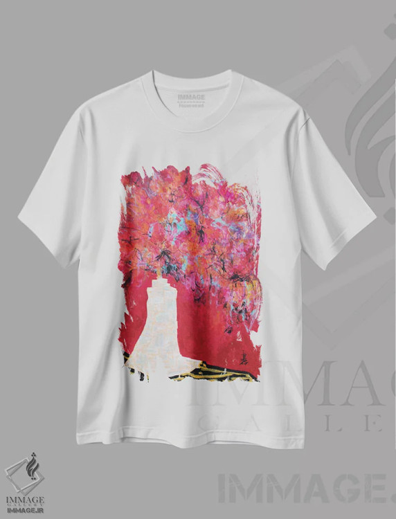 تیشرت سفید طرح دار – تیشرت گل و گیاه ,گرمای مخملی اثر میساکو چیدا فروشگاه ایماژ