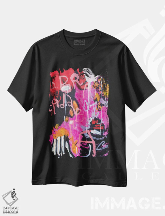 تیشرت مشکی طرح دار – تیشرت آبستره ,ابرکادابرا اثر میساکو چیدا immage.ir