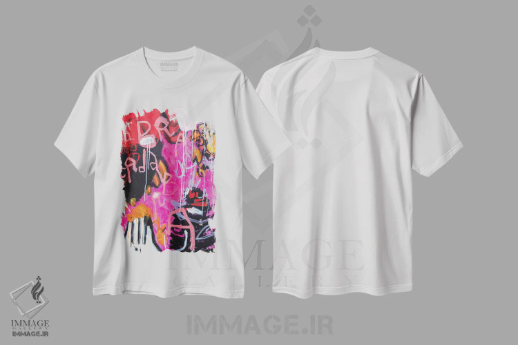 تیشرت سفید طرح دار – تیشرت آبستره ,ابرکادابرا اثر میساکو چیدا فروشگاه ایماژ