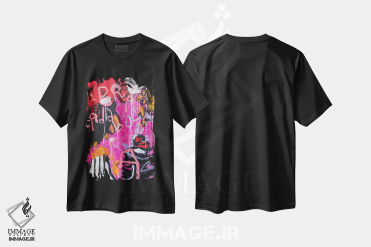 تیشرت مشکی طرح دار – تیشرت آبستره ,ابرکادابرا اثر میساکو چیدا immage.ir