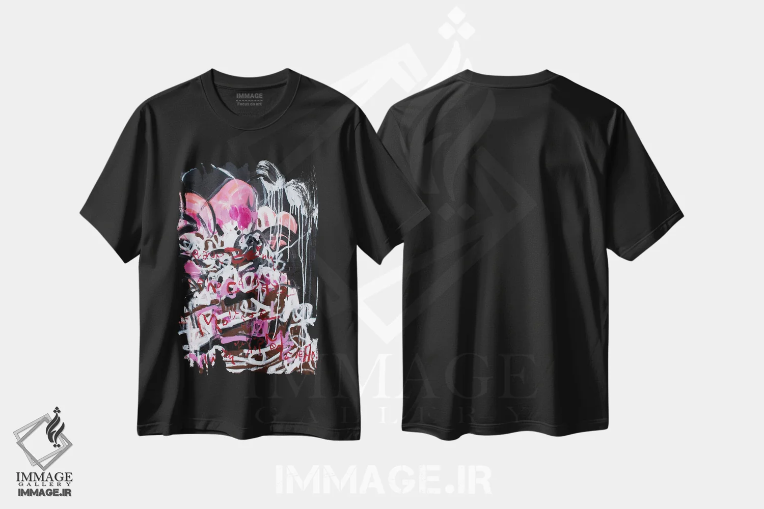 تیشرت مشکی طرح دار – تیشرت گرافیکی ,موس شکلات تمشک با خامه زده شده اثر میساکو چیدا immage.ir