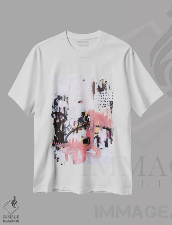 تیشرت سفید طرح دار – تیشرت هنری ,قدم زدن صبحگاهی با یک گربه اثر میساکو چیدا immage.ir