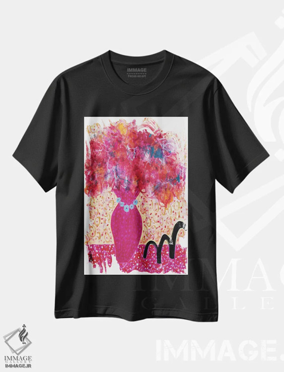 تیشرت مشکی طرح دار – تیشرت هنری ,رقصیدن با نجابت اثر میساکو چیدا immage.ir