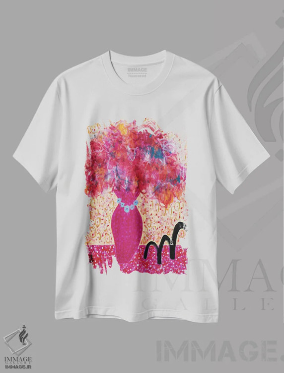 تیشرت سفید طرح دار – تیشرت هنری ,گل هایی برای بارباماما اثر میساکو چیدا فروشگاه ایماژ