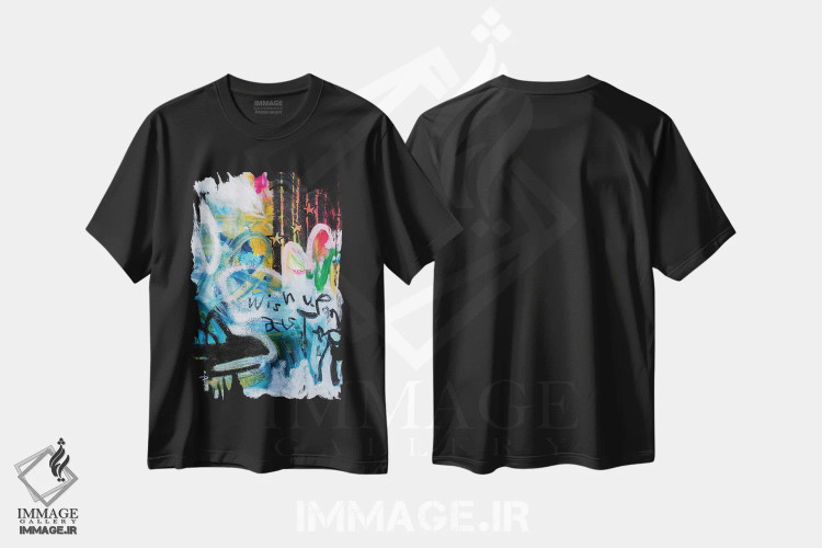 تیشرت مشکی طرح دار – تیشرت فانتزی ,آرزو کردن بر یک ستاره اثر میساکو چیدا immage.ir