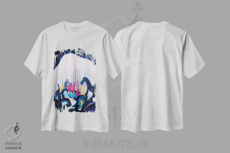 تیشرت سفید طرح دار – تیشرت هنری ,پیله اثر میساکو چیدا immage.ir