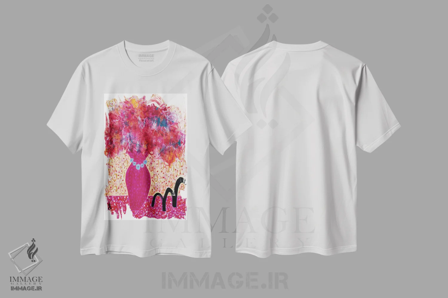 تیشرت سفید طرح دار – تیشرت هنری ,رقصیدن با نجابت اثر میساکو چیدا فروشگاه ایماژ