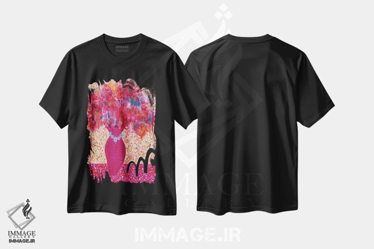 تیشرت مشکی طرح دار – تیشرت هنری ,گل هایی برای بارباماما اثر میساکو چیدا immage.ir