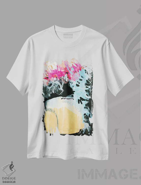 تیشرت سفید طرح دار – تیشرت طبیعت ,بونسای صورتی اثر میساکو چیدا فروشگاه ایماژ