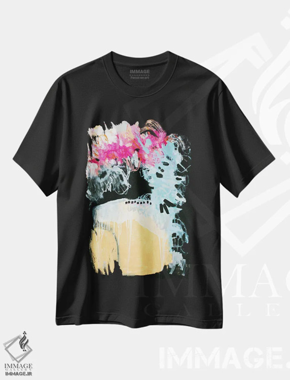 تیشرت مشکی طرح دار – تیشرت طبیعت ,بونسای صورتی اثر میساکو چیدا immage.ir