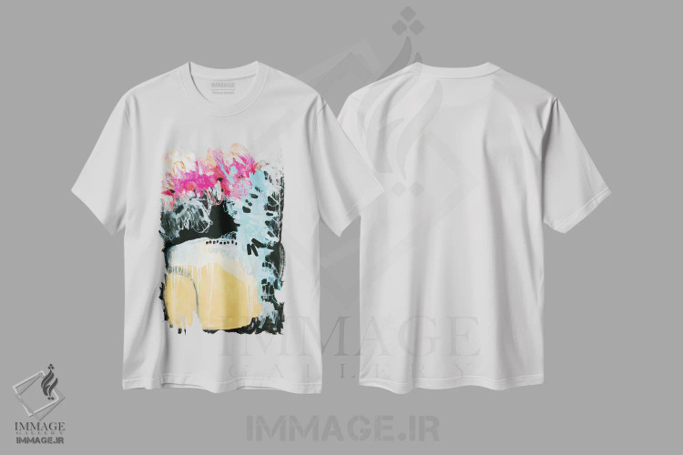تیشرت سفید طرح دار – تیشرت طبیعت ,بونسای صورتی اثر میساکو چیدا فروشگاه ایماژ
