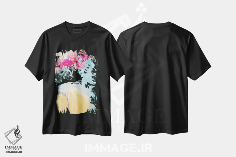 تیشرت مشکی طرح دار – تیشرت طبیعت ,بونسای صورتی اثر میساکو چیدا immage.ir