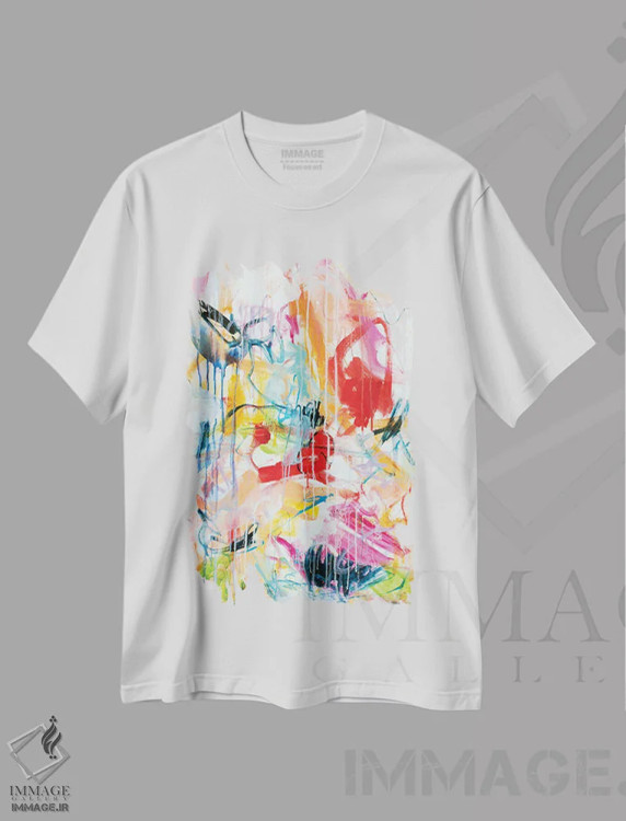 تیشرت سفید طرح دار – تیشرت آبستره ,تابش آفتاب در چشمانت I اثر میساکو چیدا فروشگاه ایماژ
