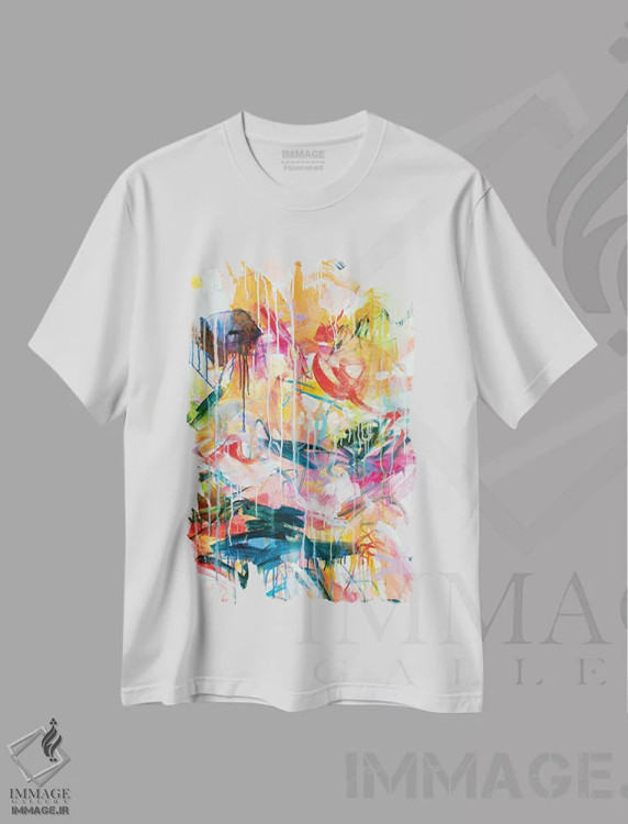 تیشرت سفید طرح دار – تیشرت آبستره ,تابش آفتاب در چشمانت III اثر میساکو چیدا فروشگاه ایماژ