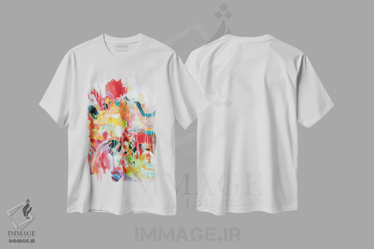 تیشرت سفید طرح دار – تیشرت آبستره رنگی ,تابش آفتاب در چشمانت II اثر میساکو چیدا immage.ir