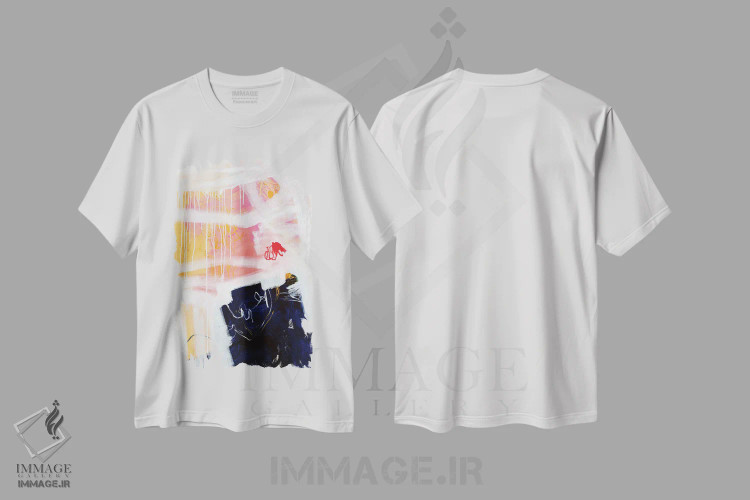 تیشرت سفید طرح دار – تیشرت آبستره هندسی ,کپسول زمان I اثر میساکو چیدا فروشگاه ایماژ