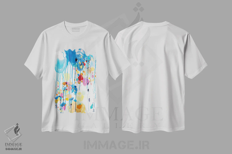 تیشرت سفید طرح دار – تیشرت رنگی ,سرگردان در دنیای تو اثر میساکو چیدا immage.ir