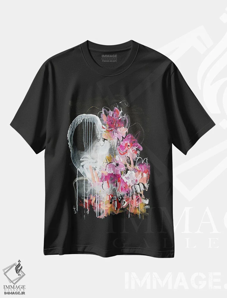 تیشرت مشکی طرح دار – تیشرت مدرن ,آرزوهای گل های وحشی اثر میساکو چیدا فروشگاه ایماژ