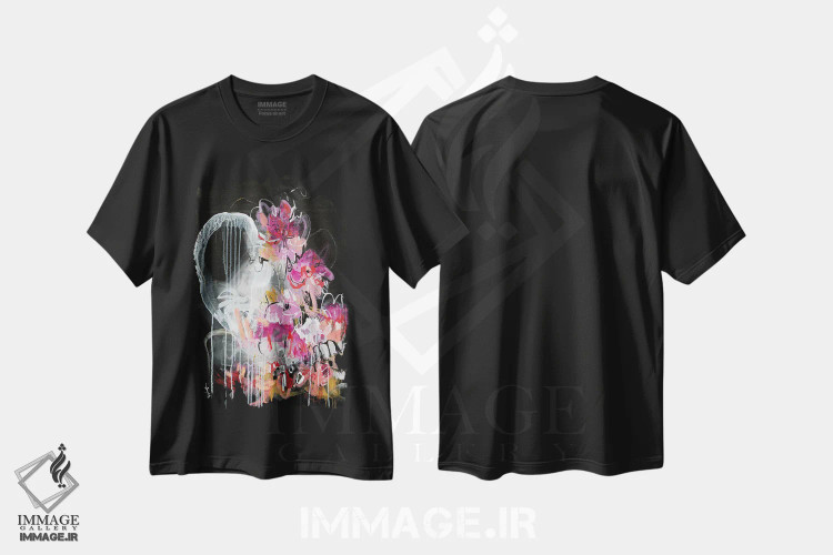 تیشرت مشکی طرح دار – تیشرت مدرن ,آرزوهای گل های وحشی اثر میساکو چیدا فروشگاه ایماژ