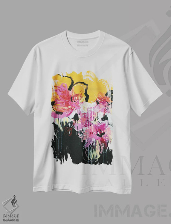 تیشرت سفید طرح دار – تیشرت گل و رنگی ,آرزوهای گل های وحشی اثر میساکو چیدا فروشگاه ایماژ