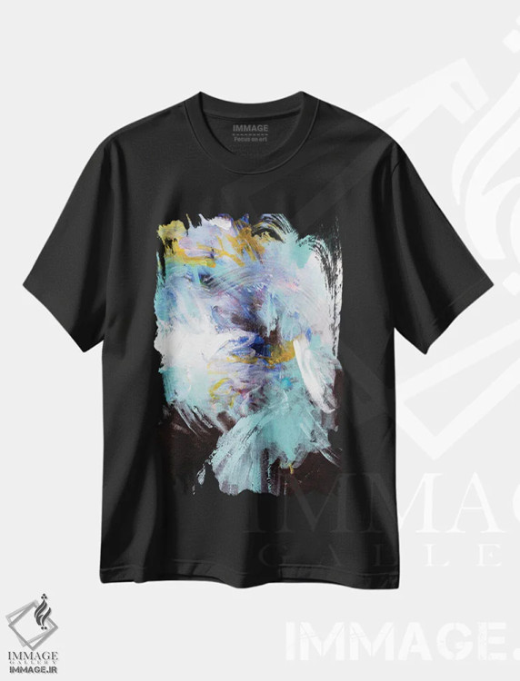 تیشرت مشکی طرح دار – تیشرت هنری ,نسیم اثر میساکو چیدا فروشگاه ایماژ