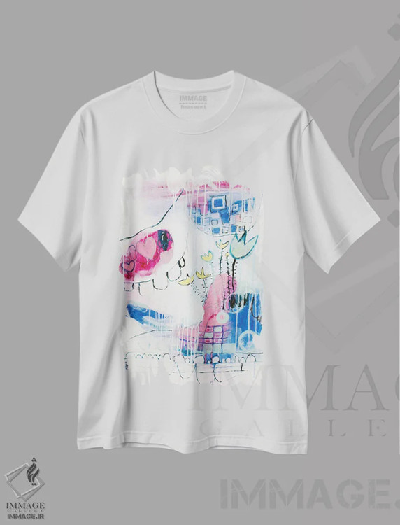 تیشرت سفید طرح دار – تیشرت هنری ,روز خوش بینانه اثر میساکو چیدا فروشگاه ایماژ