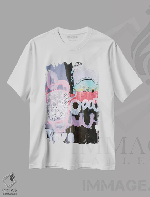 تیشرت سفید طرح دار – تیشرت شهری ,زندگی مدرن اثر میساکو چیدا فروشگاه ایماژ