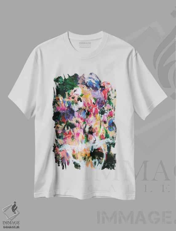 تیشرت سفید طرح دار – تیشرت گل ,گل های شیک اثر میساکو چیدا فروشگاه ایماژ