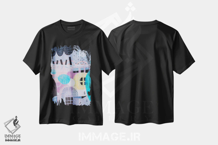 تیشرت مشکی طرح دار – تیشرت هنری ,مه شبانه اثر میساکو چیدا فروشگاه ایماژ