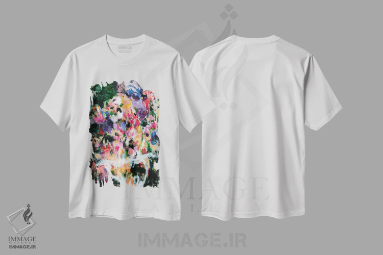 تیشرت سفید طرح دار – تیشرت گل ,گل های شیک اثر میساکو چیدا فروشگاه ایماژ