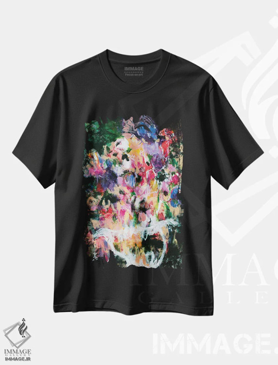 تیشرت مشکی طرح دار – تیشرت گل ,گل های شیک اثر میساکو چیدا immage.ir