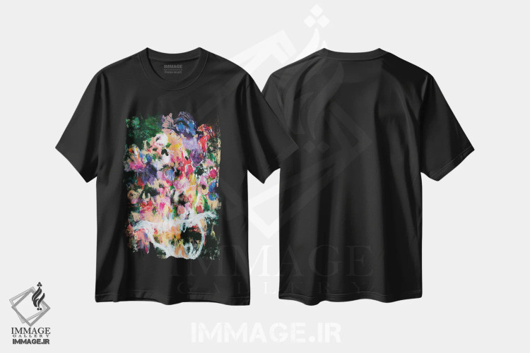 تیشرت مشکی طرح دار – تیشرت گل ,گل های شیک اثر میساکو چیدا immage.ir