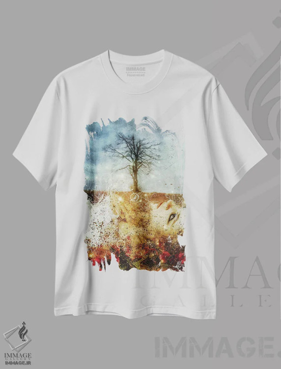 تیشرت سفید طرح دار – تیشرت هنری ,آواز ماه مه اثر ماریو سانچز نوادو فروشگاه ایماژ