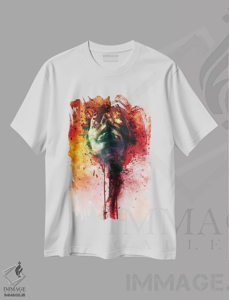 تیشرت سفید طرح دار – تیشرت هنری ,زخم ها اثر ماریو سانچز نوادو immage.ir