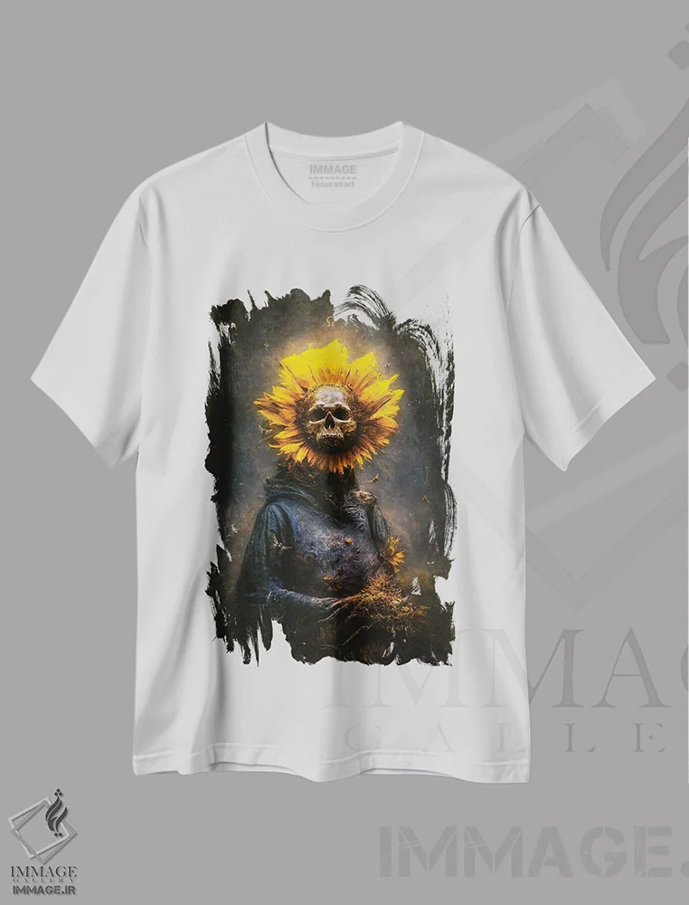 تیشرت سفید طرح دار – تیشرت هنری ,زمان می گذرد اثر ماریو سانچز نوادو فروشگاه ایماژ